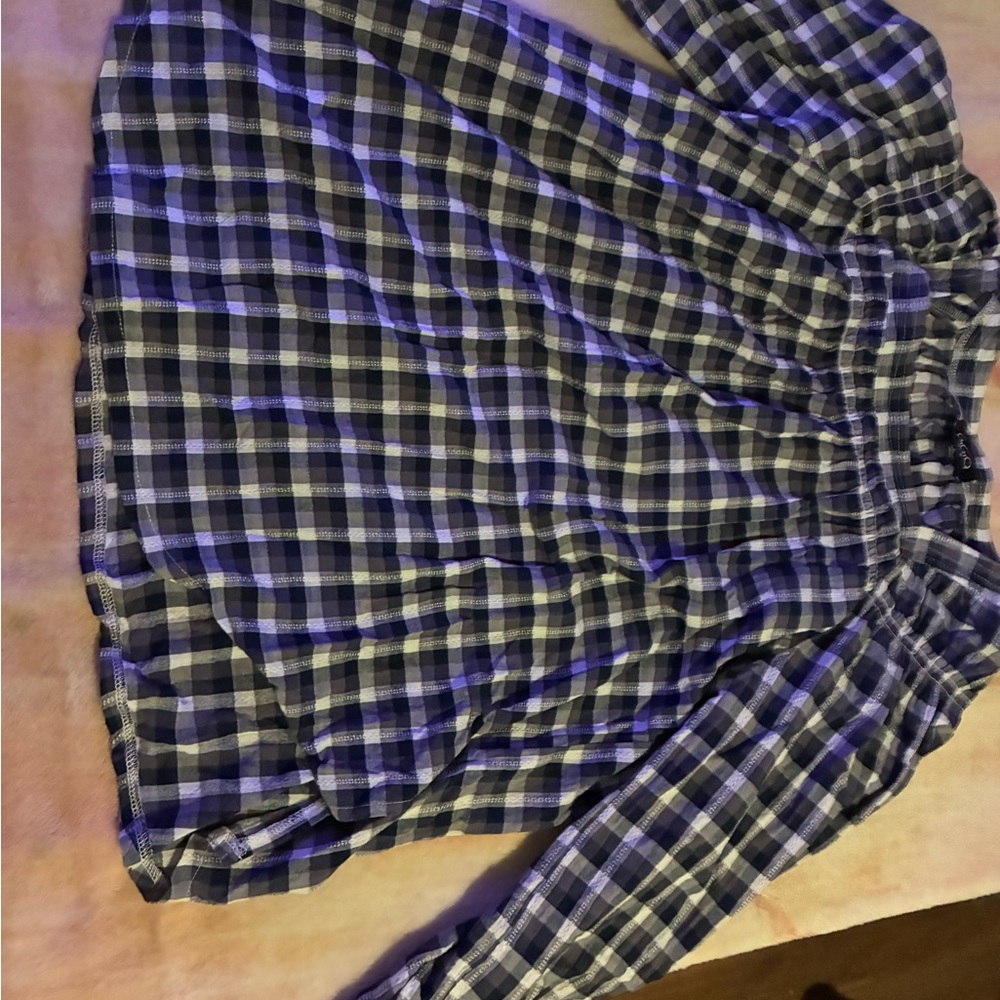 Plaid Women's Blouse - Blue and White